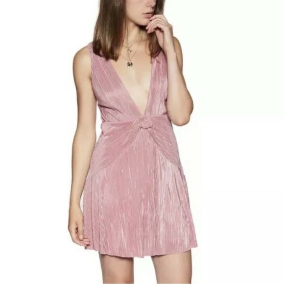 Free People Twist and Shout V Neck Mini Dress Desert Rose NWT Womens Sz 8 - Picture 5 of 12